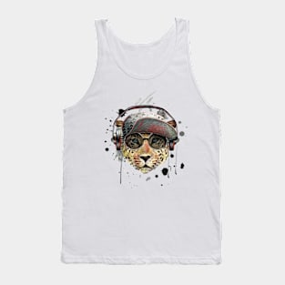 Leopard listening to music Tank Top